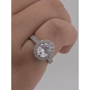 925 STERLING SILVER OVAL CZ RING SIZE 9